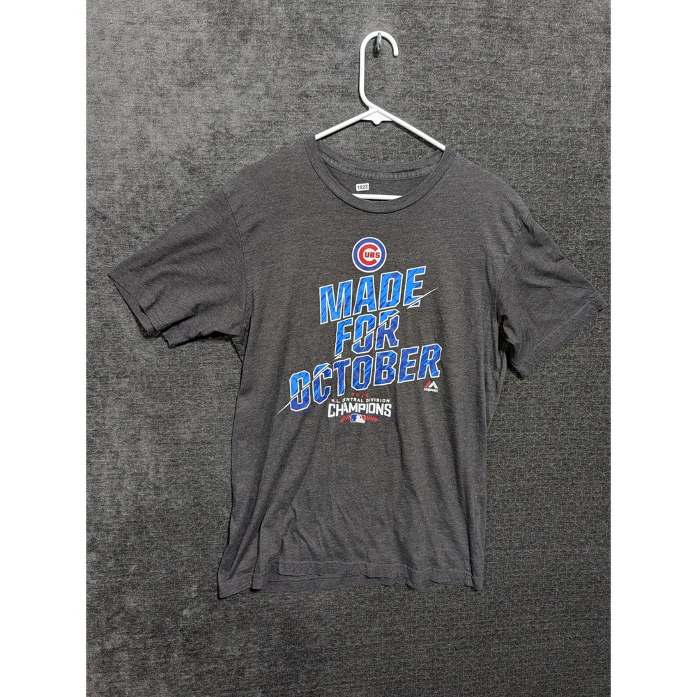 Majestic Chicago Cubs 2016 NL Central Champions Made For October T-Shirt Gray L
